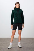 Pine Green Thick Soft Textured Hooded Standard Fit Embroidered Fleece Women's Sweatshirt -97287
