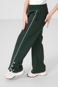 Pine Green Wide Leg Snap Detail Girls' Palazzo Pants - 75199