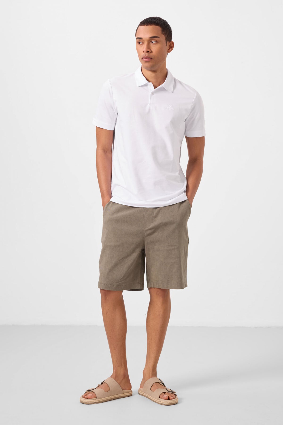Camel Standart Fit Dokuma Hafif Esnek Chino Erkek Şort - 81291