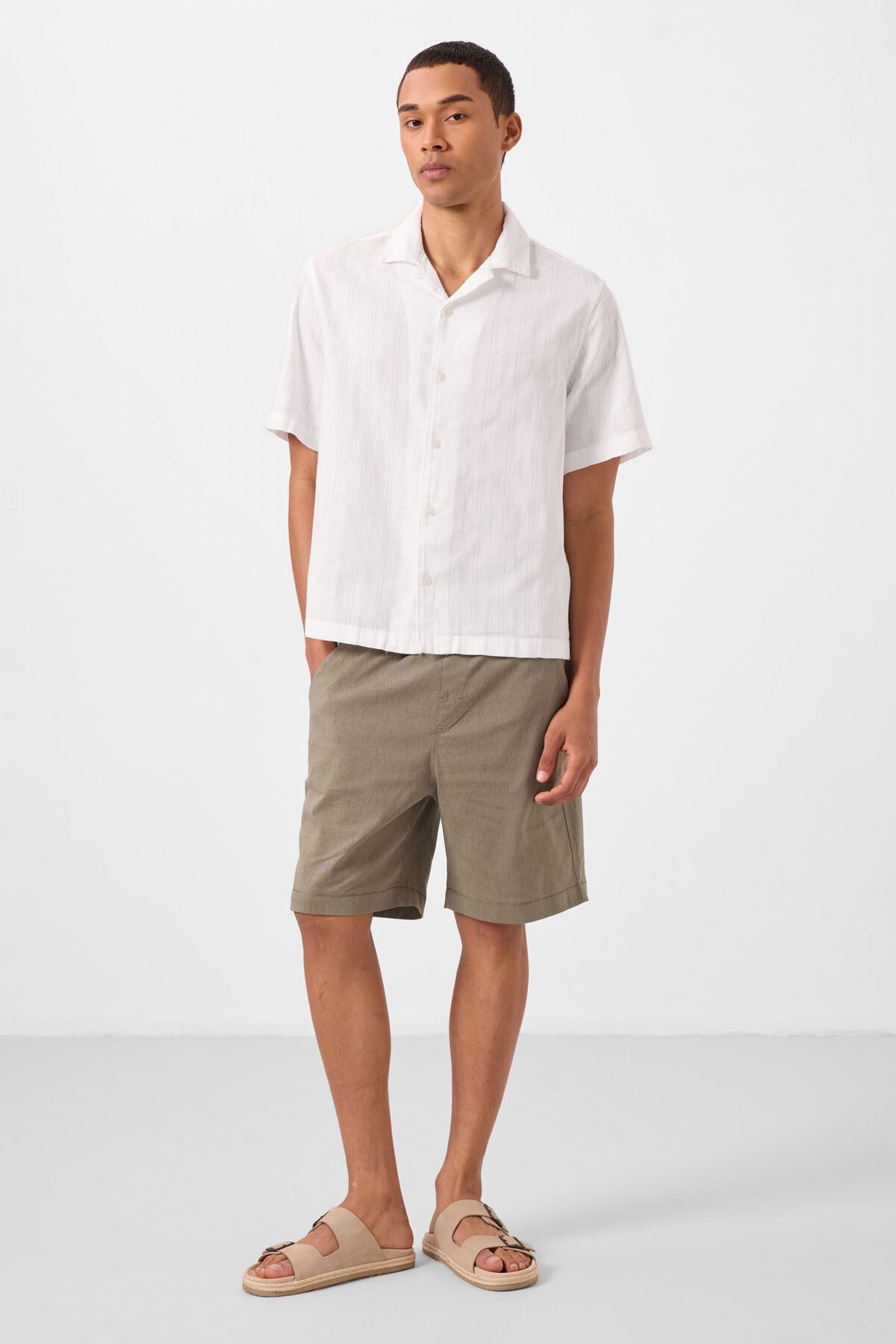 Camel Standart Fit Dokuma Hafif Esnek Chino Erkek Şort - 81293
