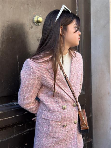 Chanel Simli Blazer Ceket Pembe 4 Yaş