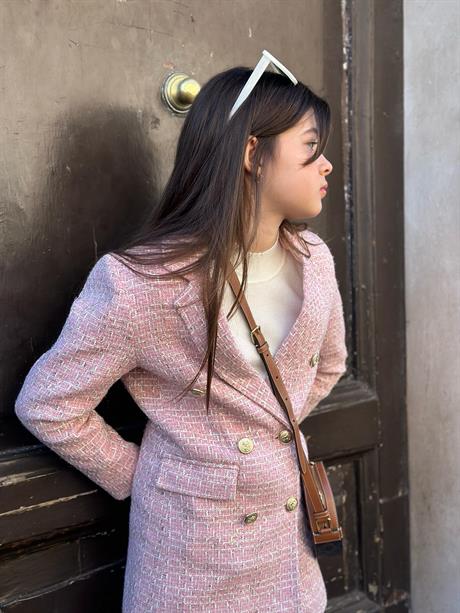 Chanel Simli Blazer Ceket Pembe 4 Yaş