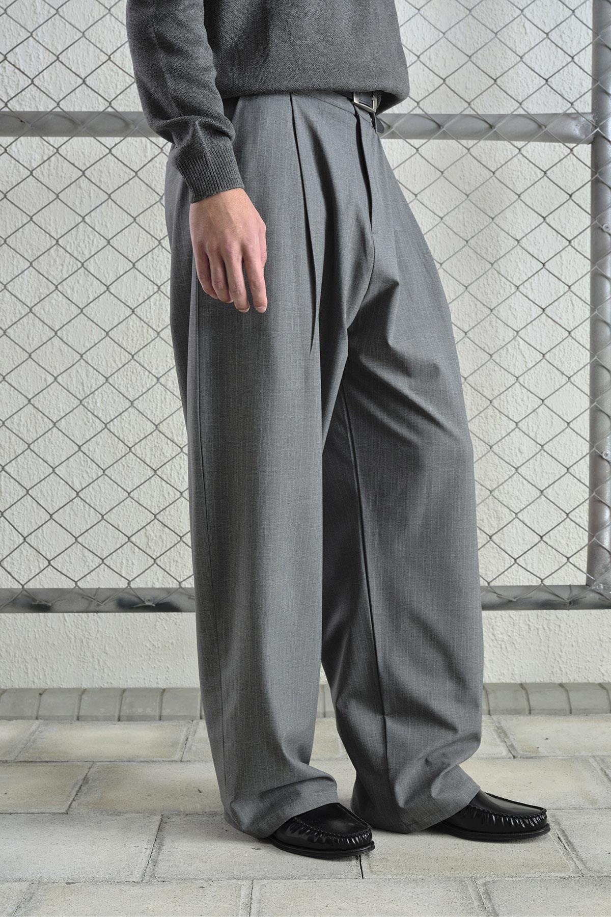 ÇİZGİLİ KLASİK ANTRASİT PANTOLON