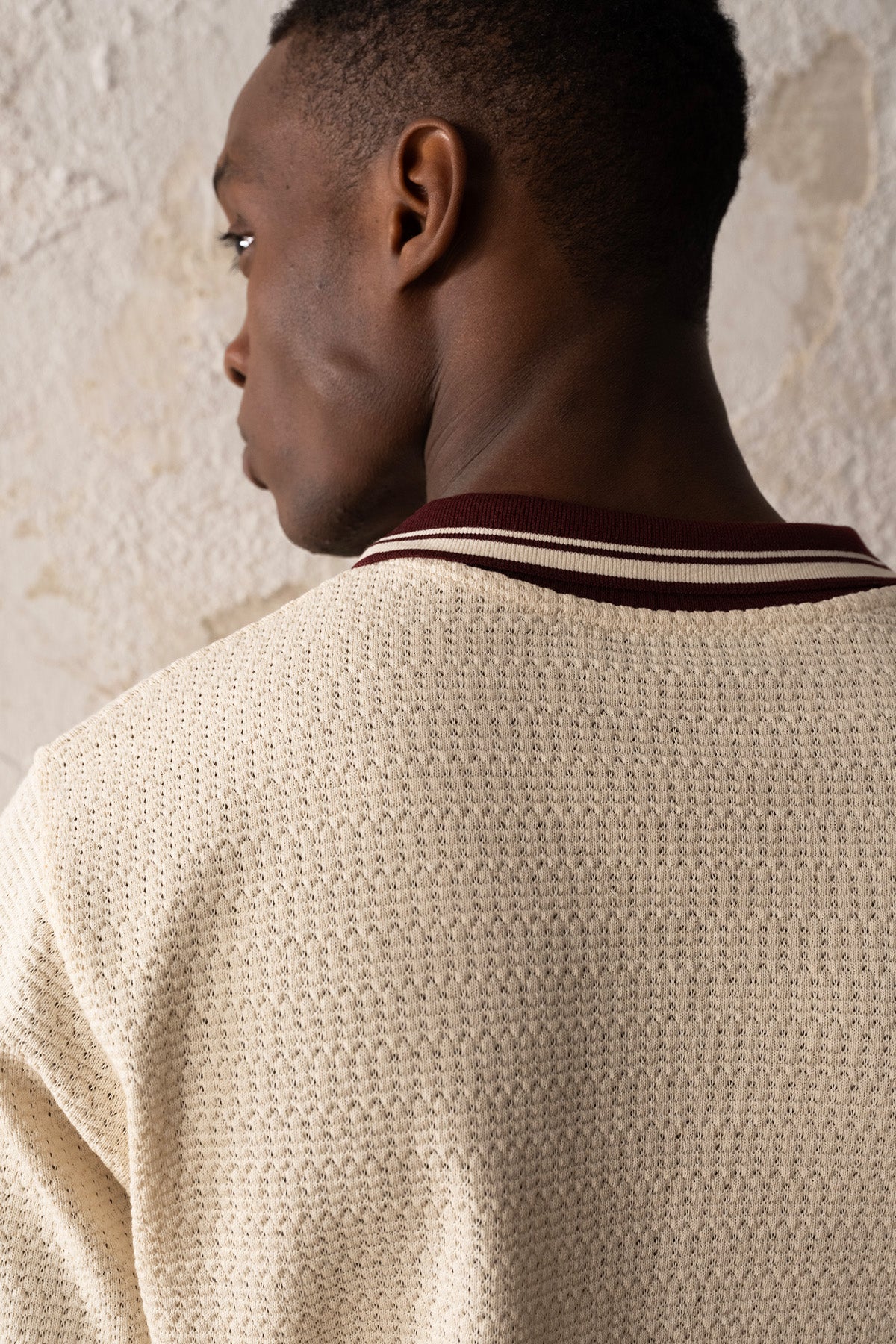ÇİZGİLİ POLO YAKA BORDO T-SHIRT - BORDO S