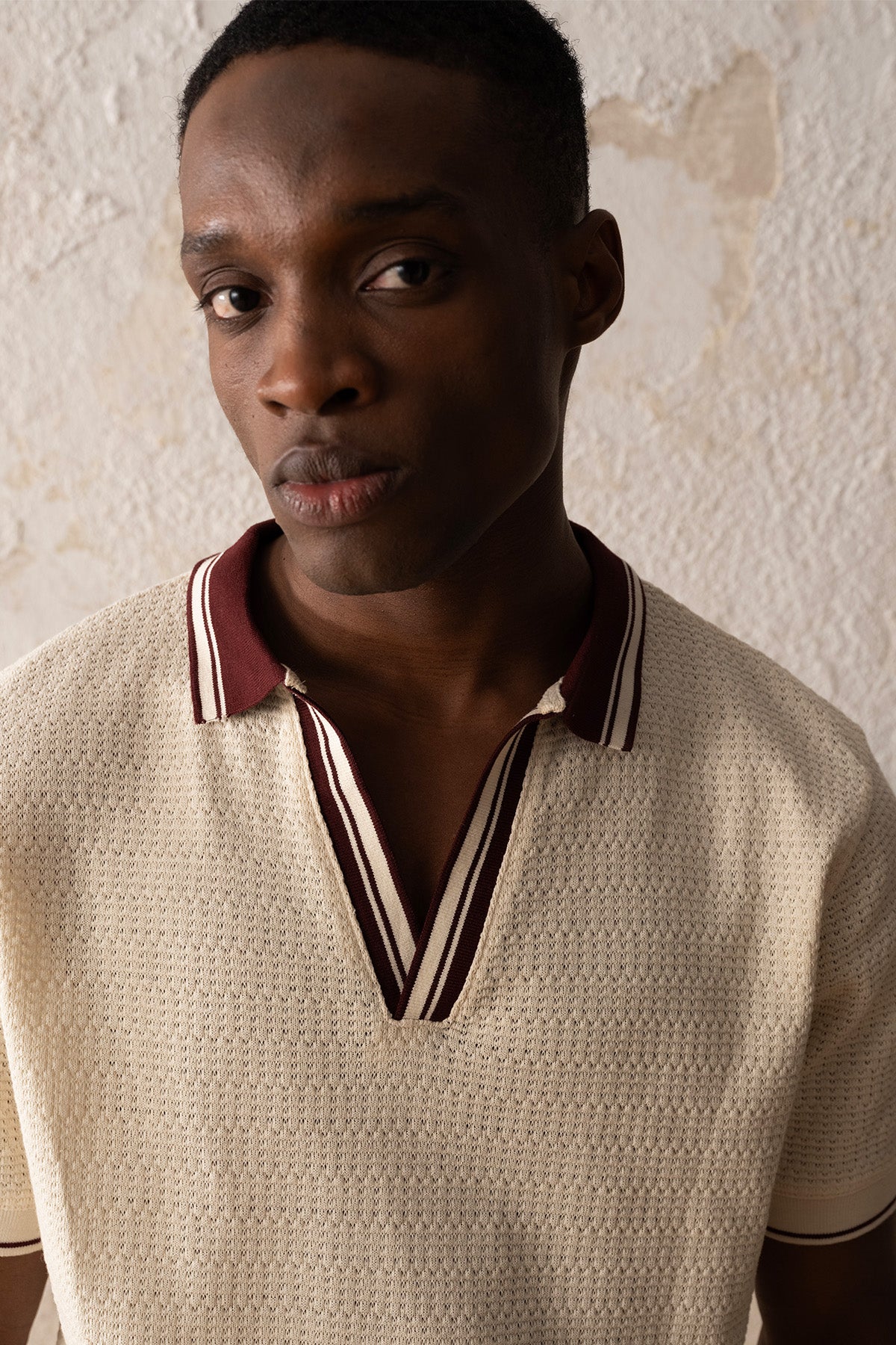 ÇİZGİLİ POLO YAKA BORDO T-SHIRT - BORDO M
