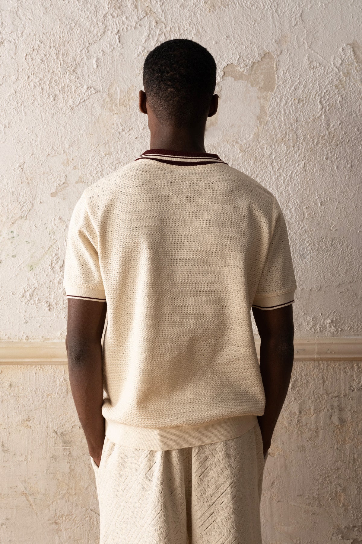 ÇİZGİLİ POLO YAKA BORDO T-SHIRT - BORDO M