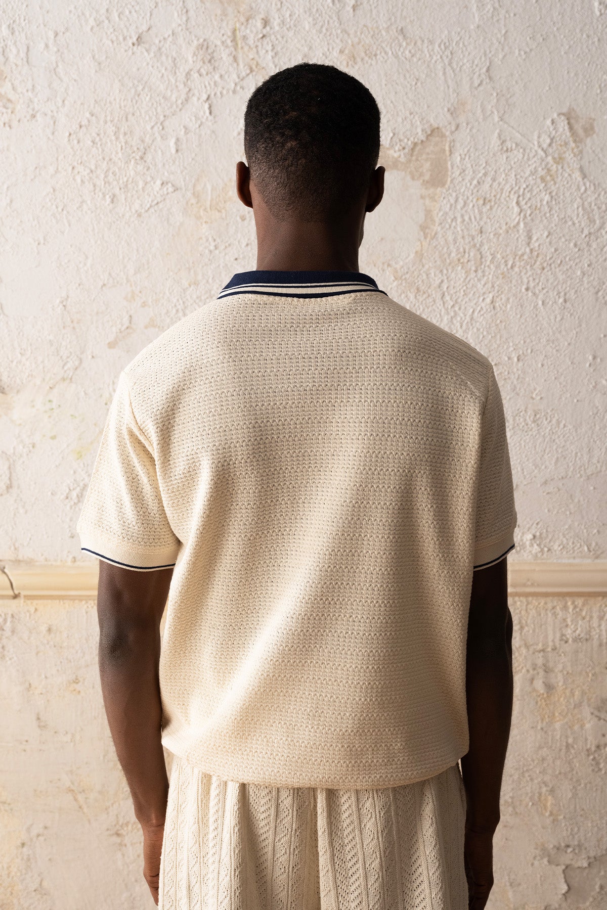 ÇİZGİLİ POLO YAKA LACİVERT T-SHIRT - LACİVERT S
