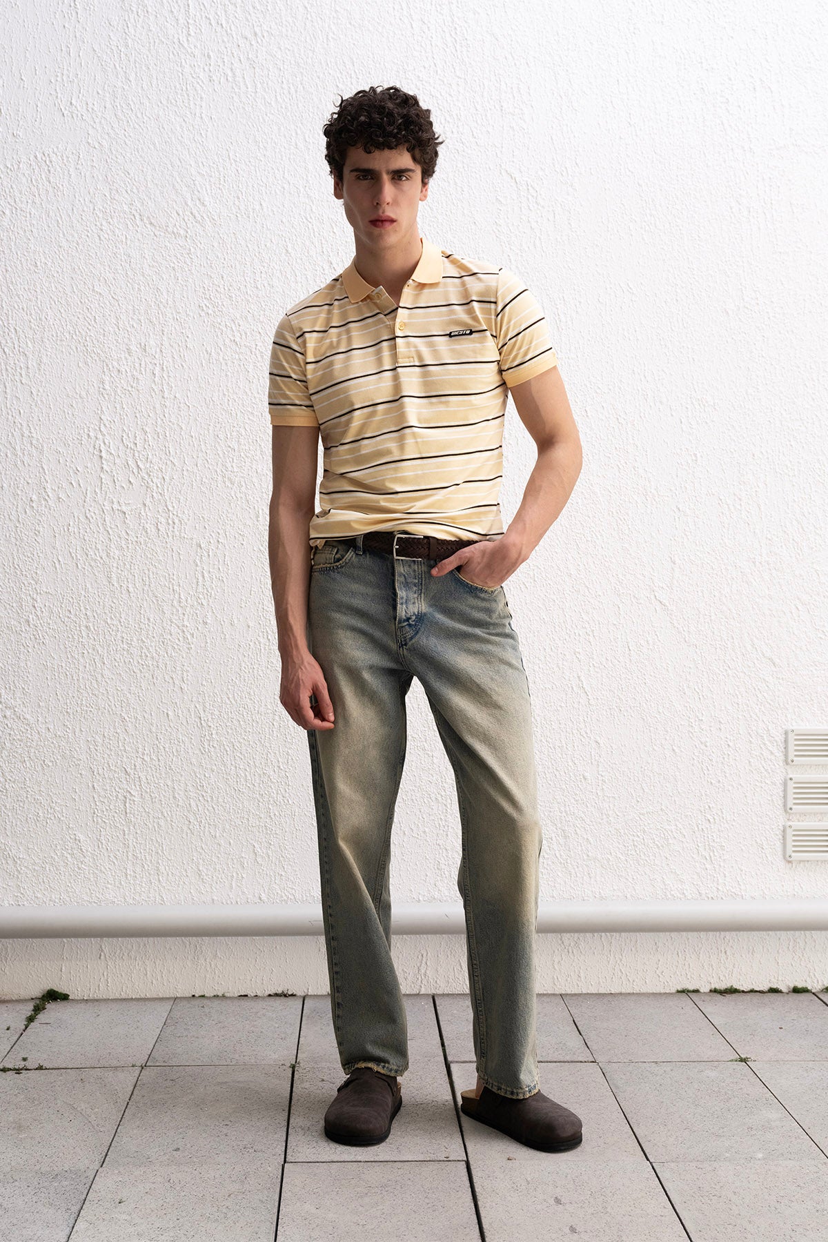 ÇİZGİLİ POLO YAKA SARI -SHIRT - SARI S