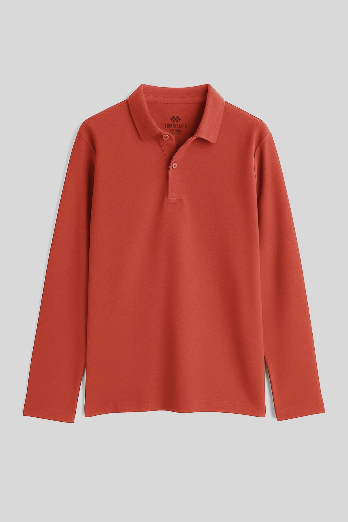Coral Polo Yaka Basic Uzun Kollu Unisex Çocuk T-Shirt - 11170