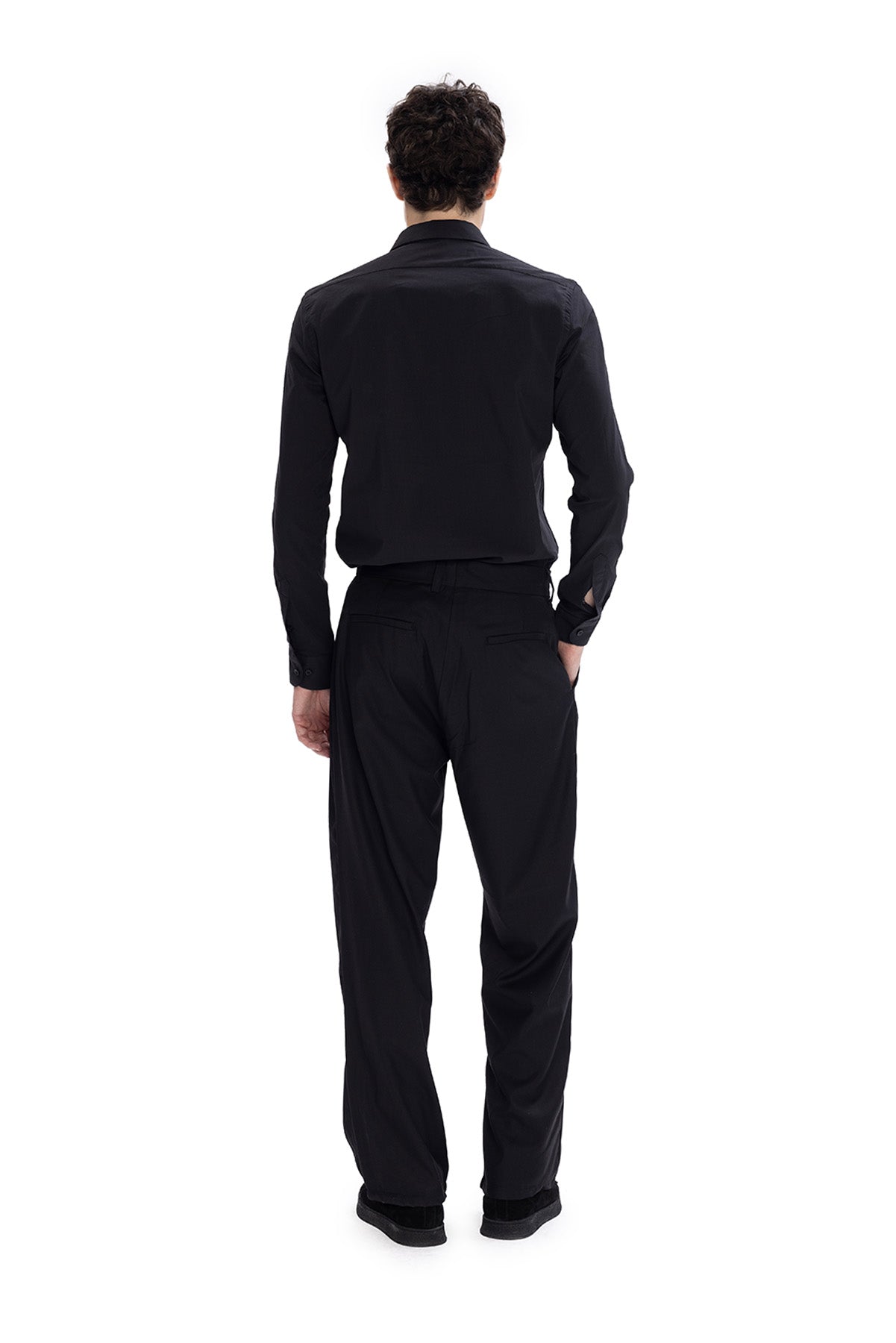 DAR KESİM POPLİN GÖMLEK - SİYAH - SİYAH XL