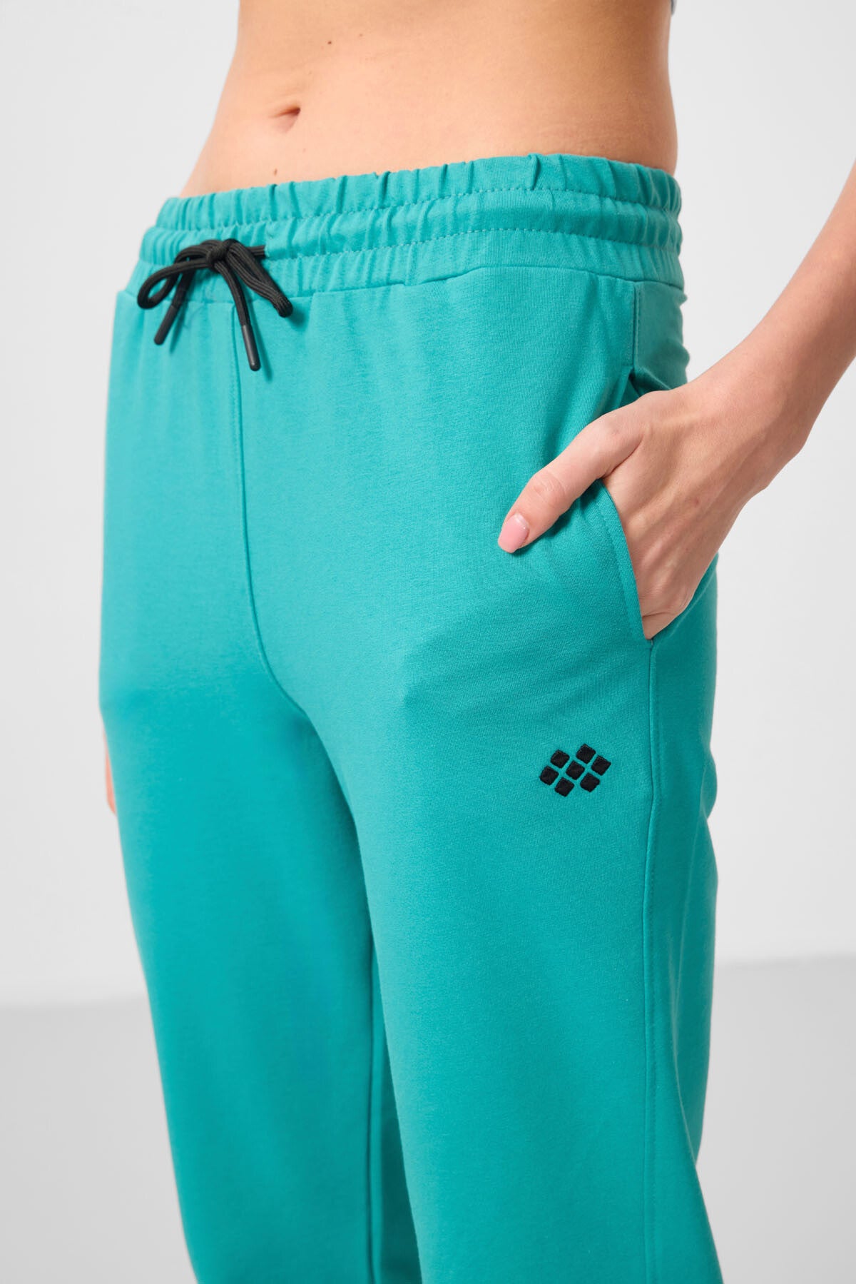 Deniz Yeşil Dik Yaka Fermuarlı Rahat Form Kadın Eşofman Tunik Takım - 95345