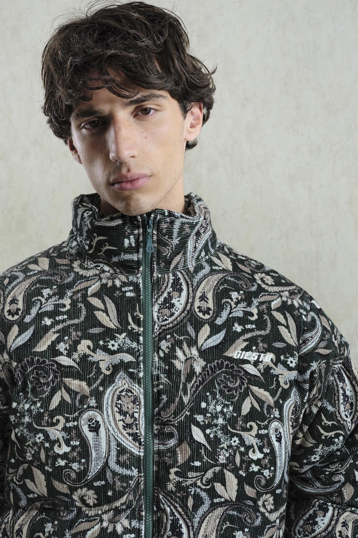 DESENLİ KADİFE ŞİŞME HAKİ MONT