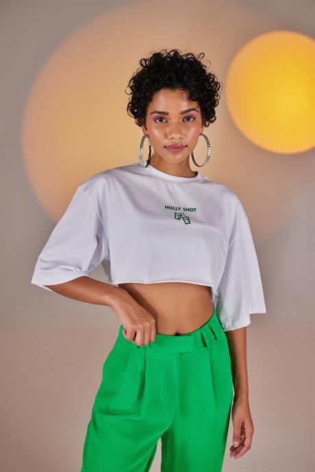 Holly Crop Tshirt Beyaz Beyaz STD