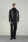 TEXTURED BLACK LEATHER JACKET