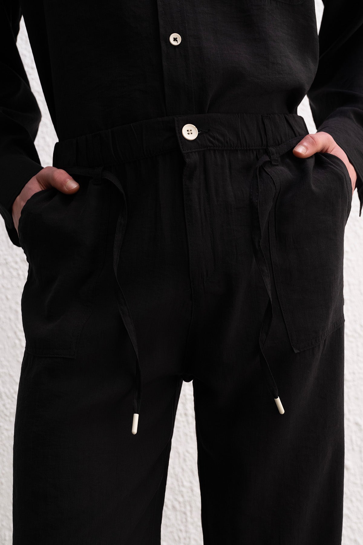 DÖKÜMLÜ JOGGER SİYAH PANTOLON - SİYAH S