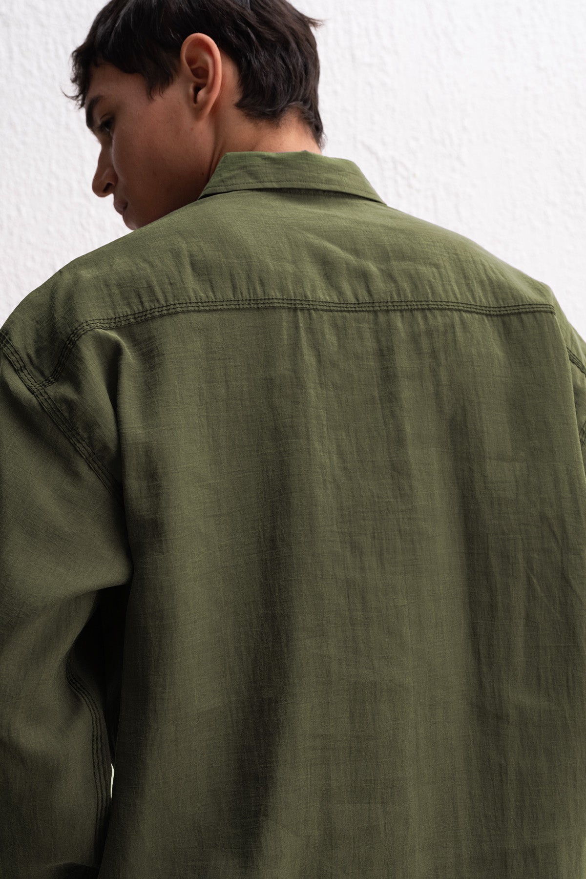 DÖKÜMLÜ OVERSIZE HAKİ GÖMLEK - HAKİ S