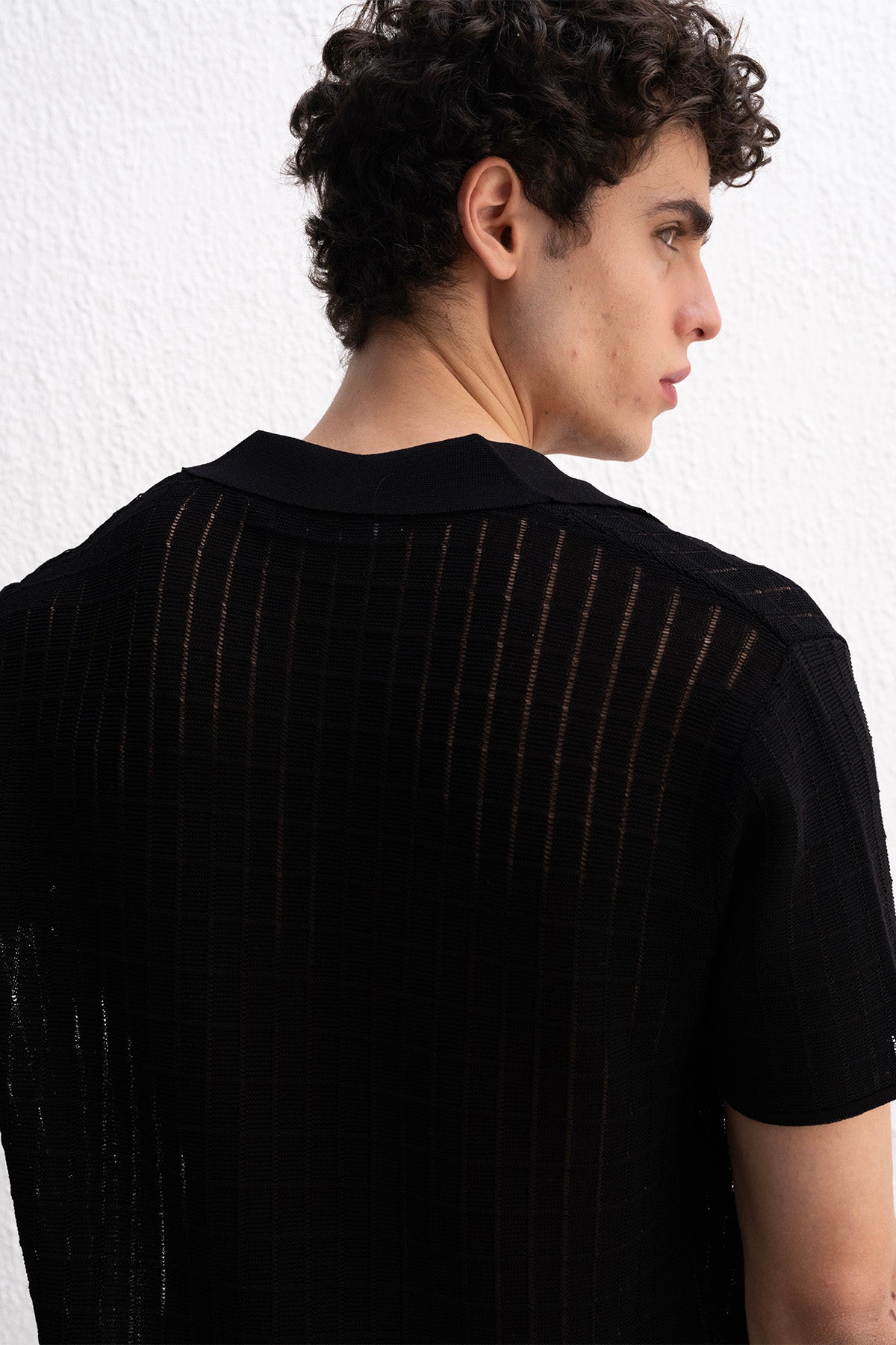 DÖKÜMLÜ TRİKO SİYAH T-SHIRT - SİYAH XL