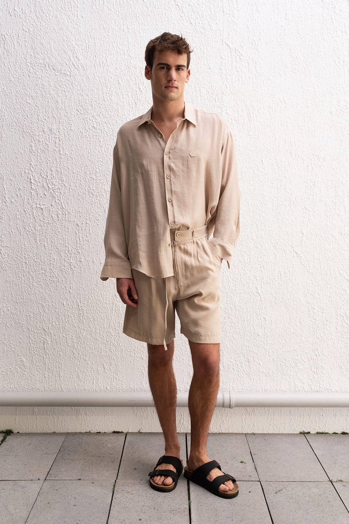 OVERSIZE MODAL BEJ GÖMLEK - BEJ S