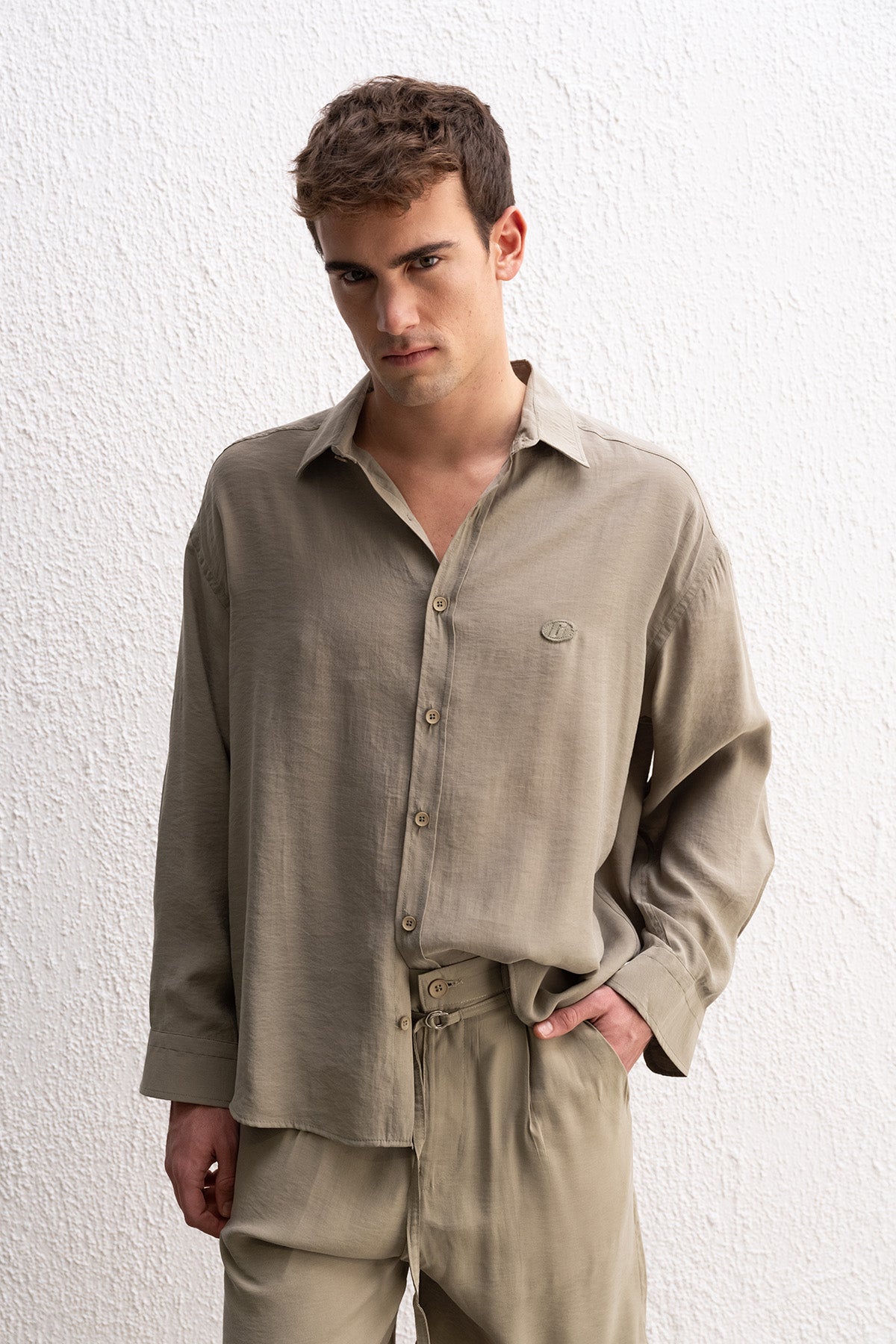 OVERSIZE MODAL HAKİ GÖMLEK - HAKİ S
