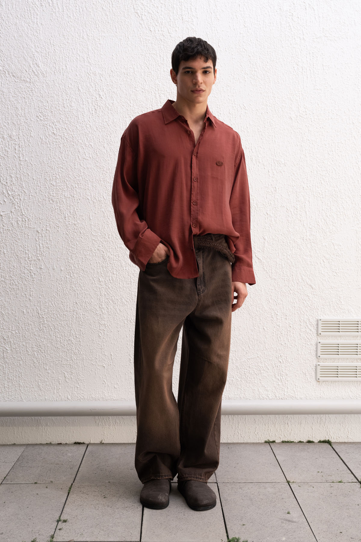 OVERSIZE MODAL KİREMİT GÖMLEK