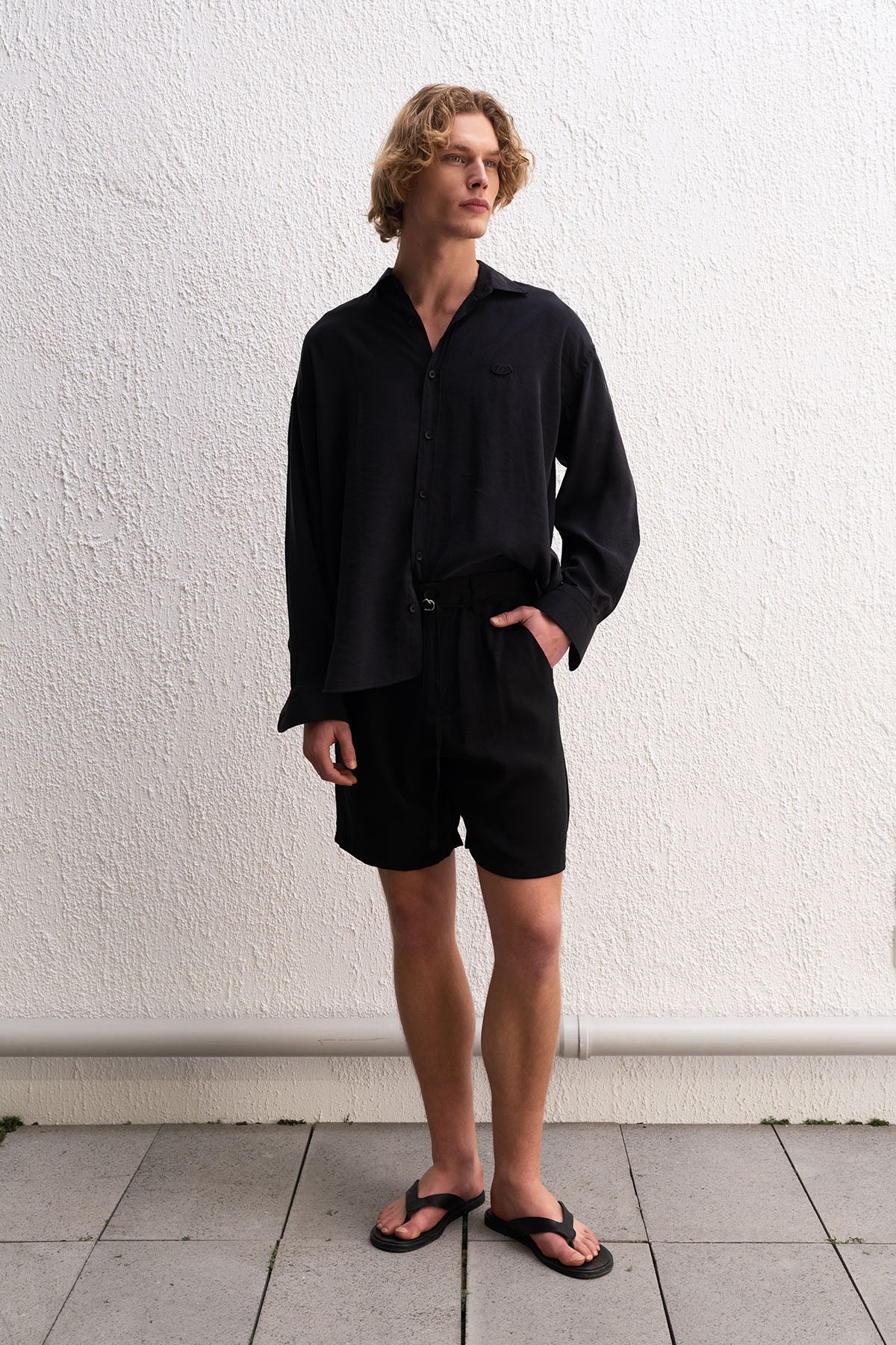 OVERSIZE MODAL SİYAH GÖMLEK - SİYAH L