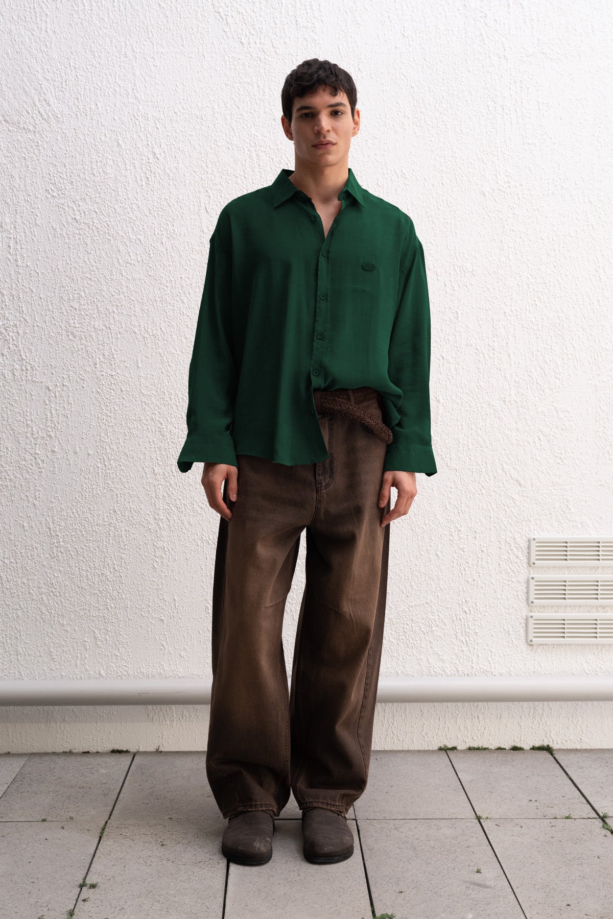 OVERSIZE MODAL YEŞİL GÖMLEK - YEŞİL S