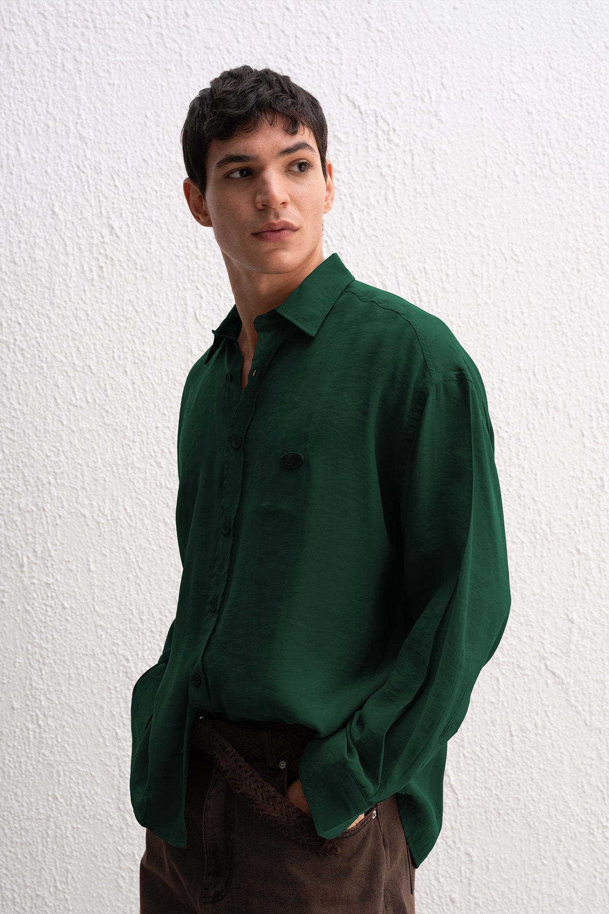 OVERSIZE MODAL YEŞİL GÖMLEK - YEŞİL S