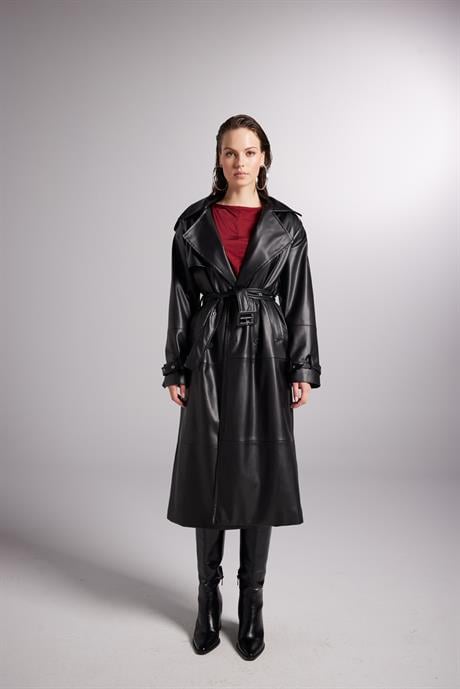 Collider Deri Trenchcoat Siyah Siyah L