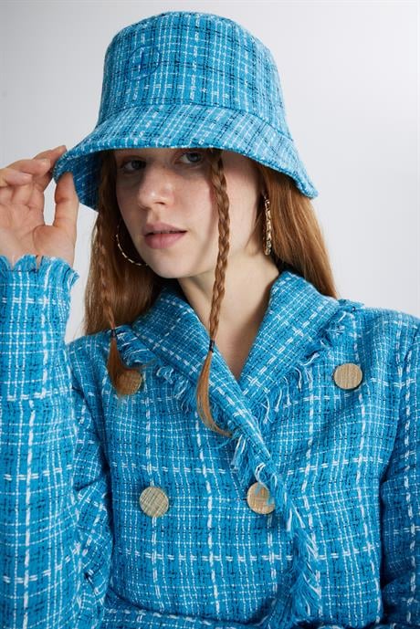 Tweed Bucket Şapka Mavi Mavi STD
