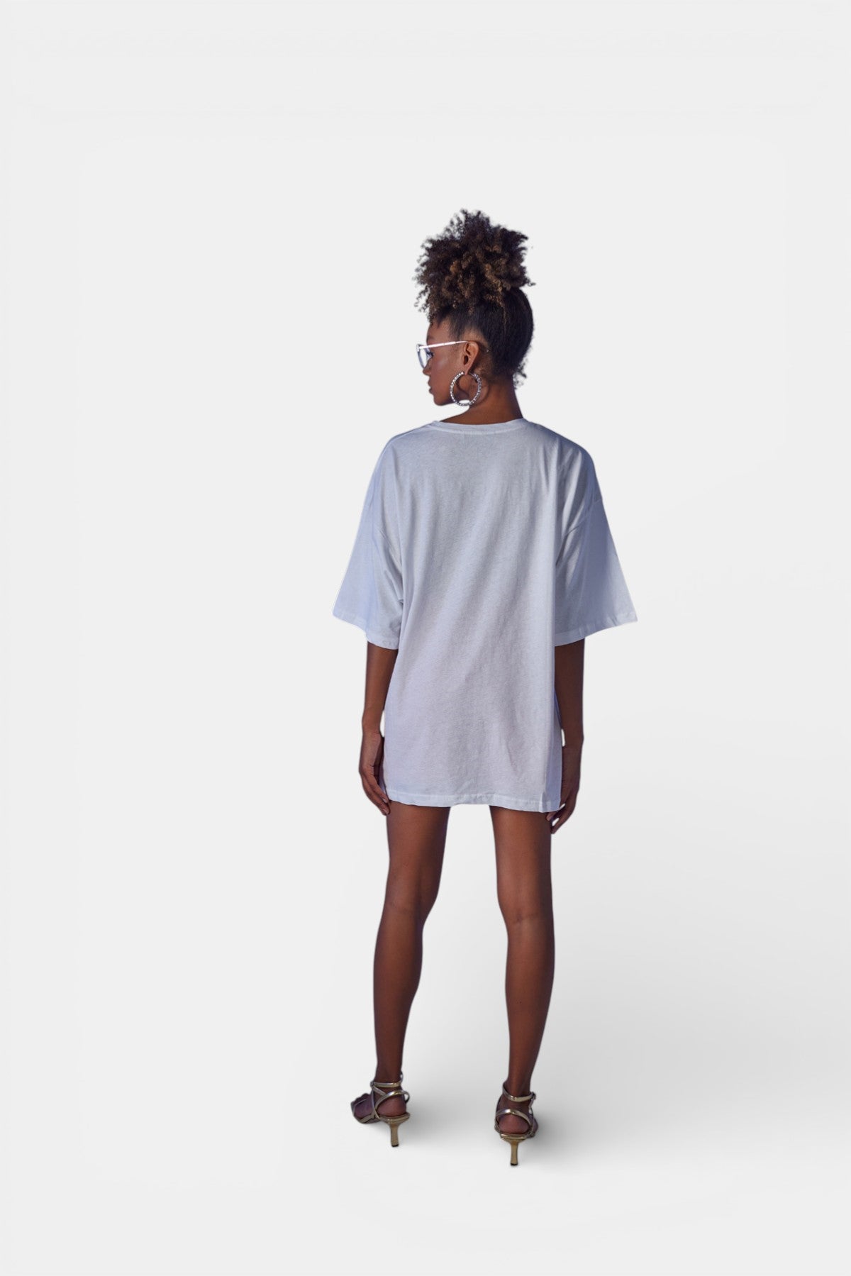 Oversize Baskılı Censored T-Shirt Beyaz