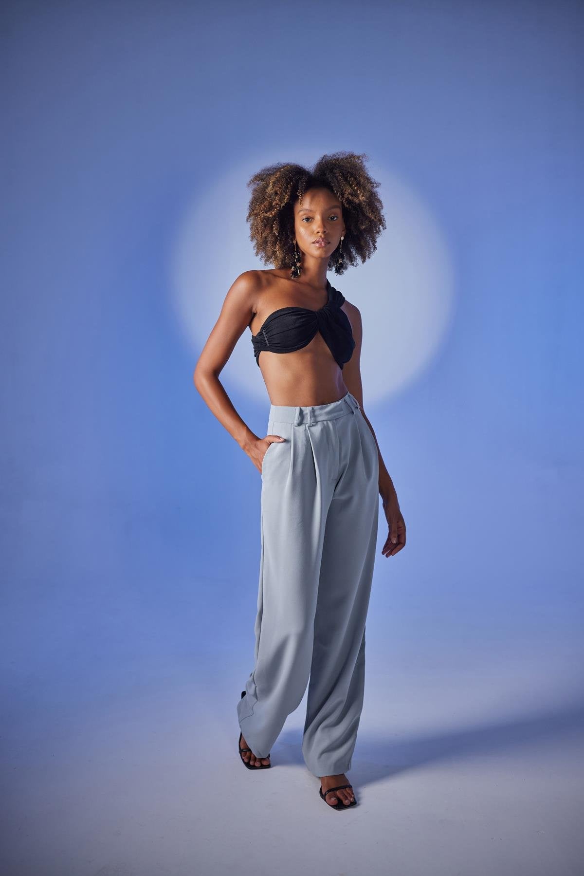 Palazzo Kesim Yüksek Bel Palasia Pantolon Gri