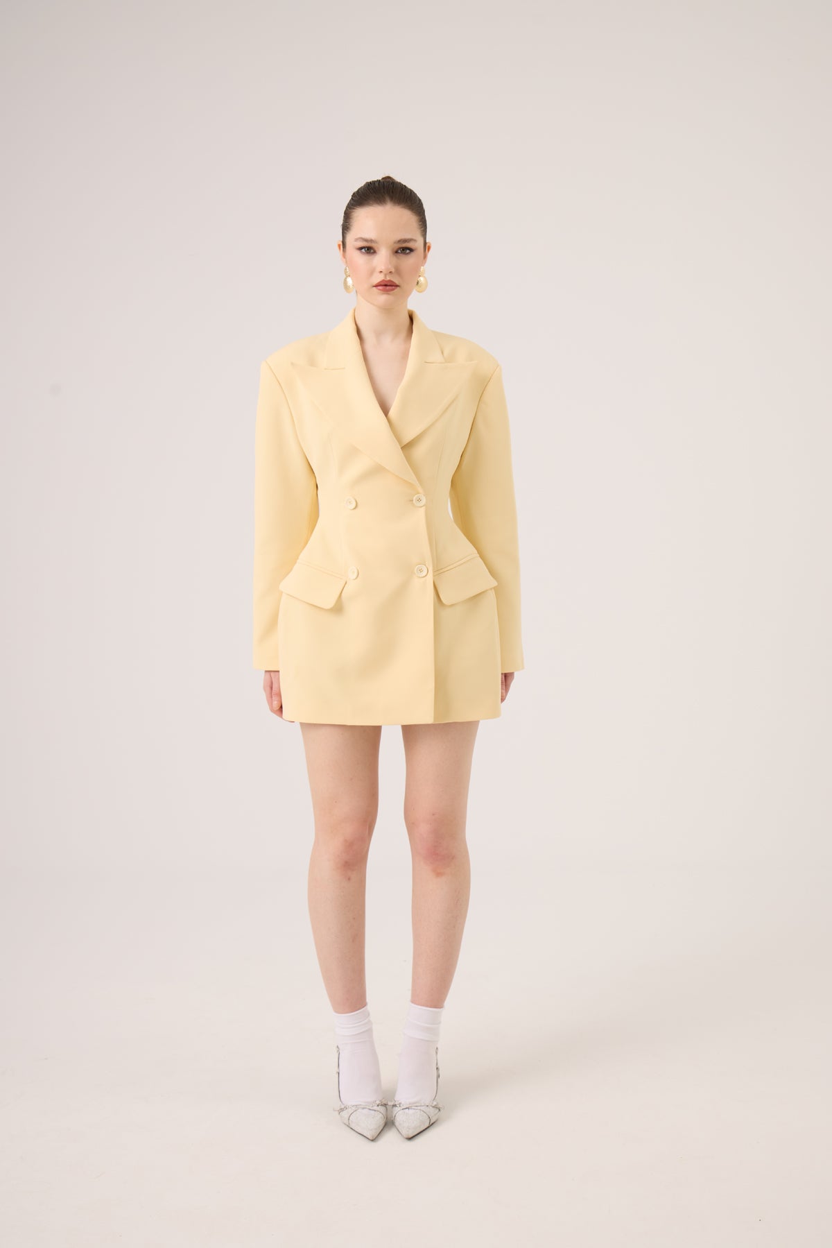 Belden Oturmalı Galina Blazer Ceket Sarı