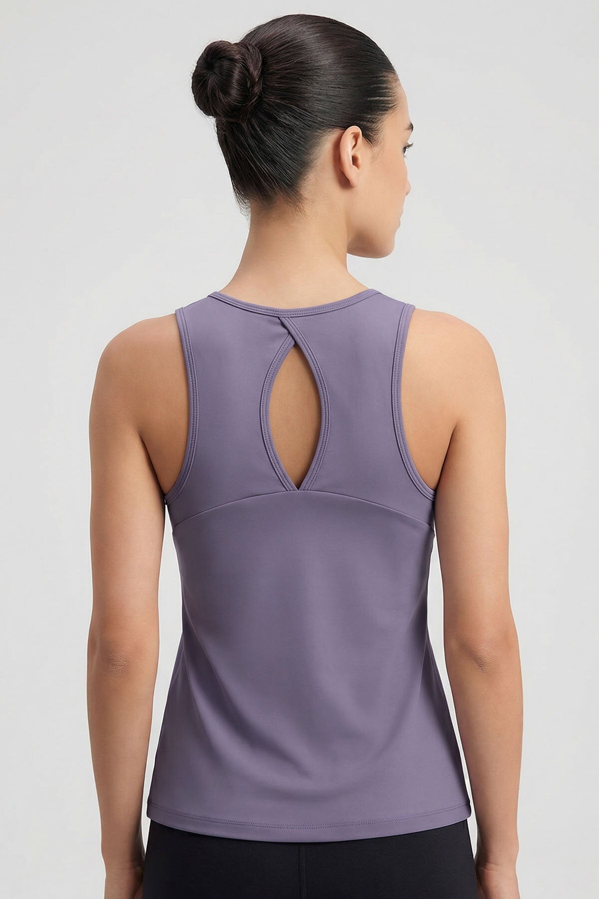 Eflatun Standart Fit Çapraz Sırt Detaylı Kadın Spor Atlet - 97296