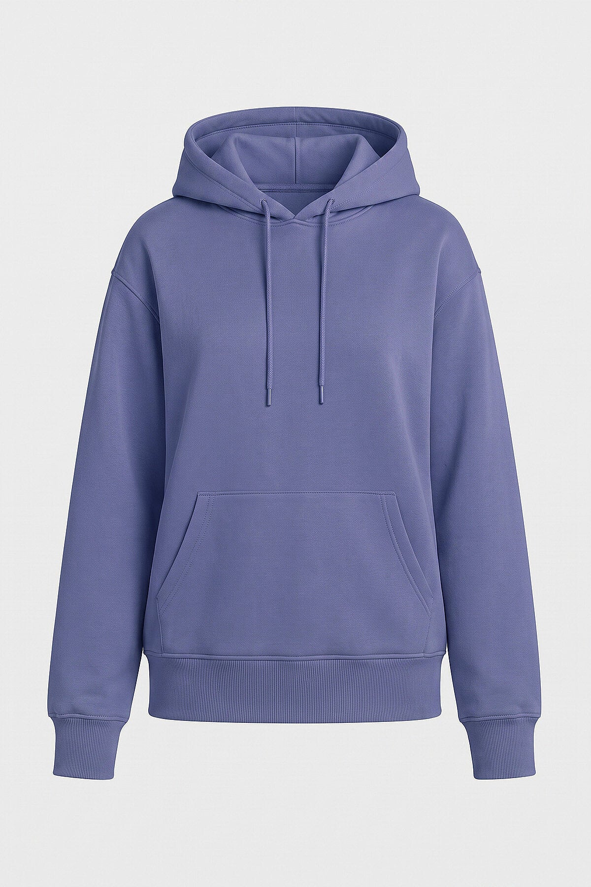 Eflatun Standart Kapüşonlu Kanguru Cepli Basic Kadın Sweatshirt - 97321