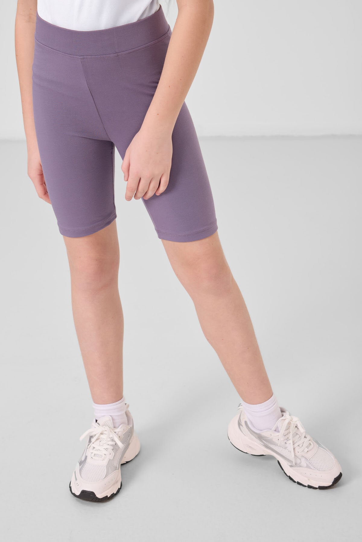 Eflatun Pamuklu Kısa Paça Standart Fit Basic Kız Çocuk Tayt - 75188
