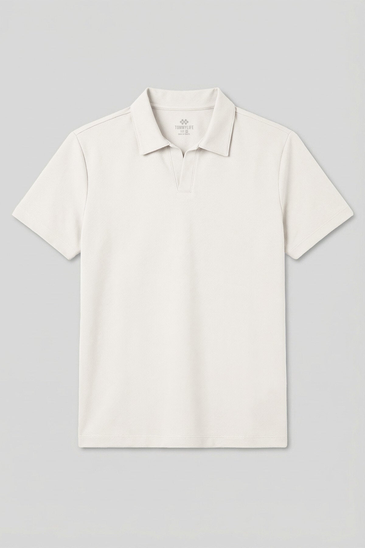 Ekru Rahat Form Yumuşak Dokulu Polo Yaka Erkek T-Shirt - 88496