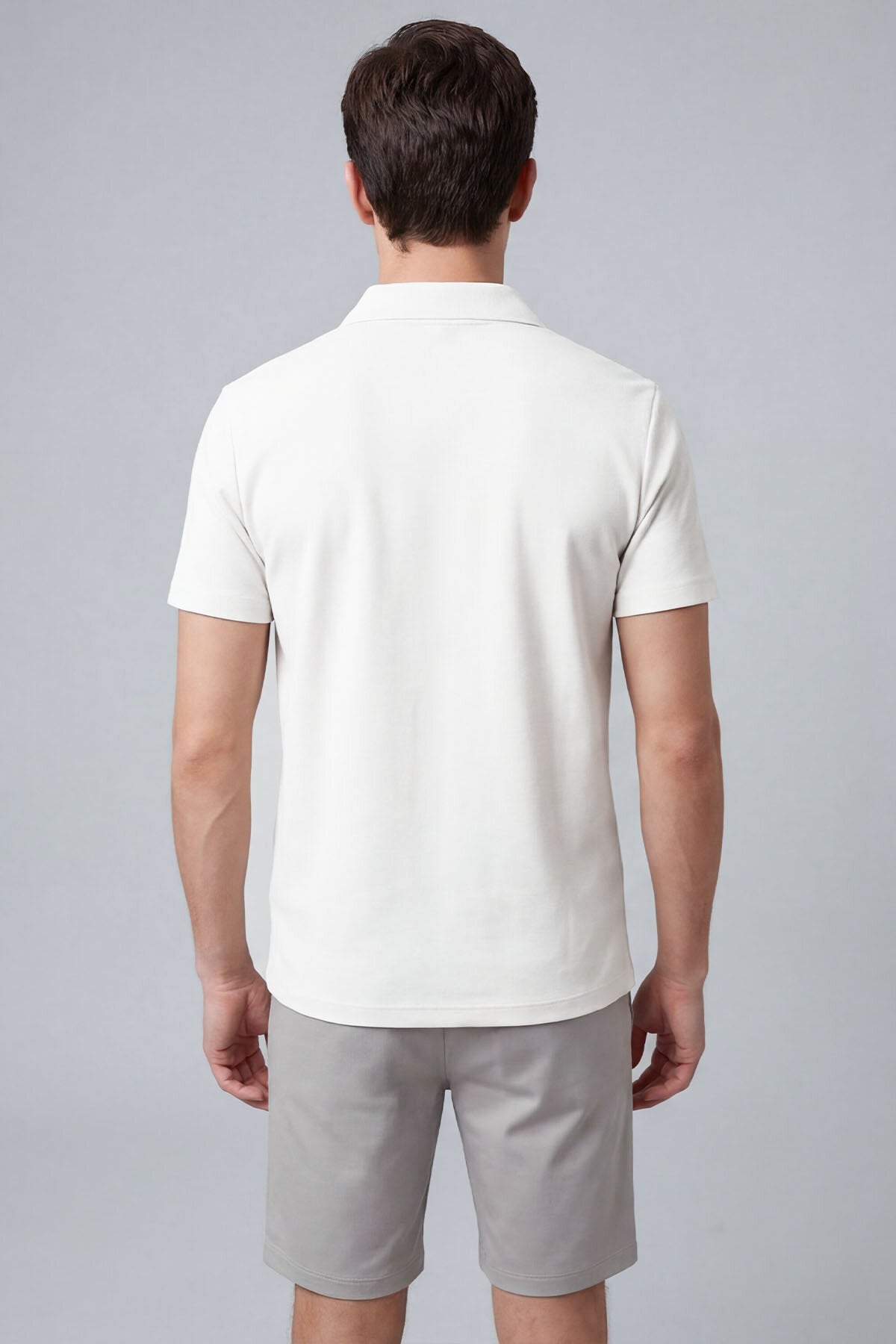 Ekru Rahat Form Yumuşak Dokulu Polo Yaka Erkek T-Shirt - 88496
