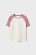 Ekru-Gül Kurusu Standart Fit Reglan Kollu Kız Çocuk T-Shirt - 75180