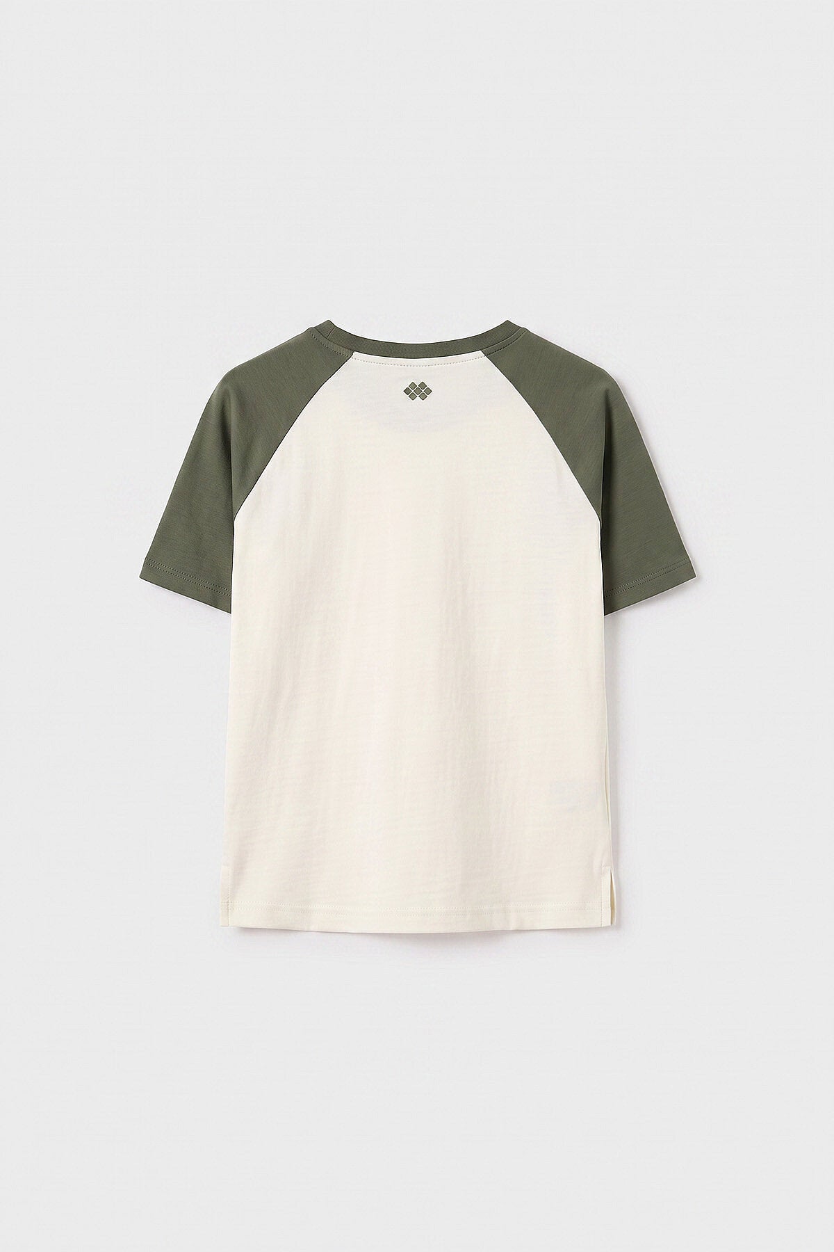 Ekru-Haki Standart Fit Reglan Kollu Kız Çocuk T-Shirt - 75180