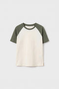Ekru-Haki Standart Fit Reglan Kollu Kız Çocuk T-Shirt - 75180