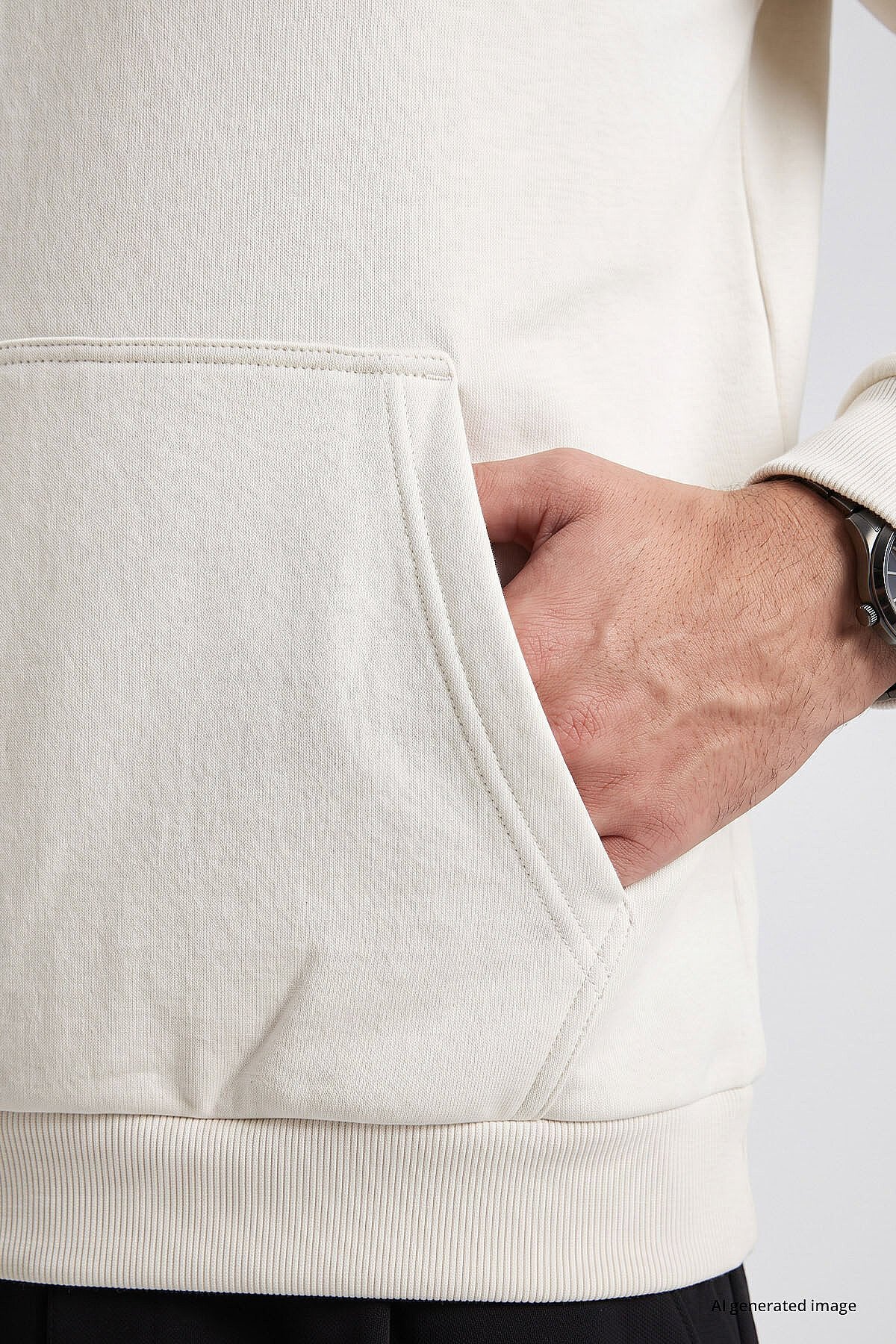Ekru Standart Kalıp Basic Erkek Sweatshirt - 88513
