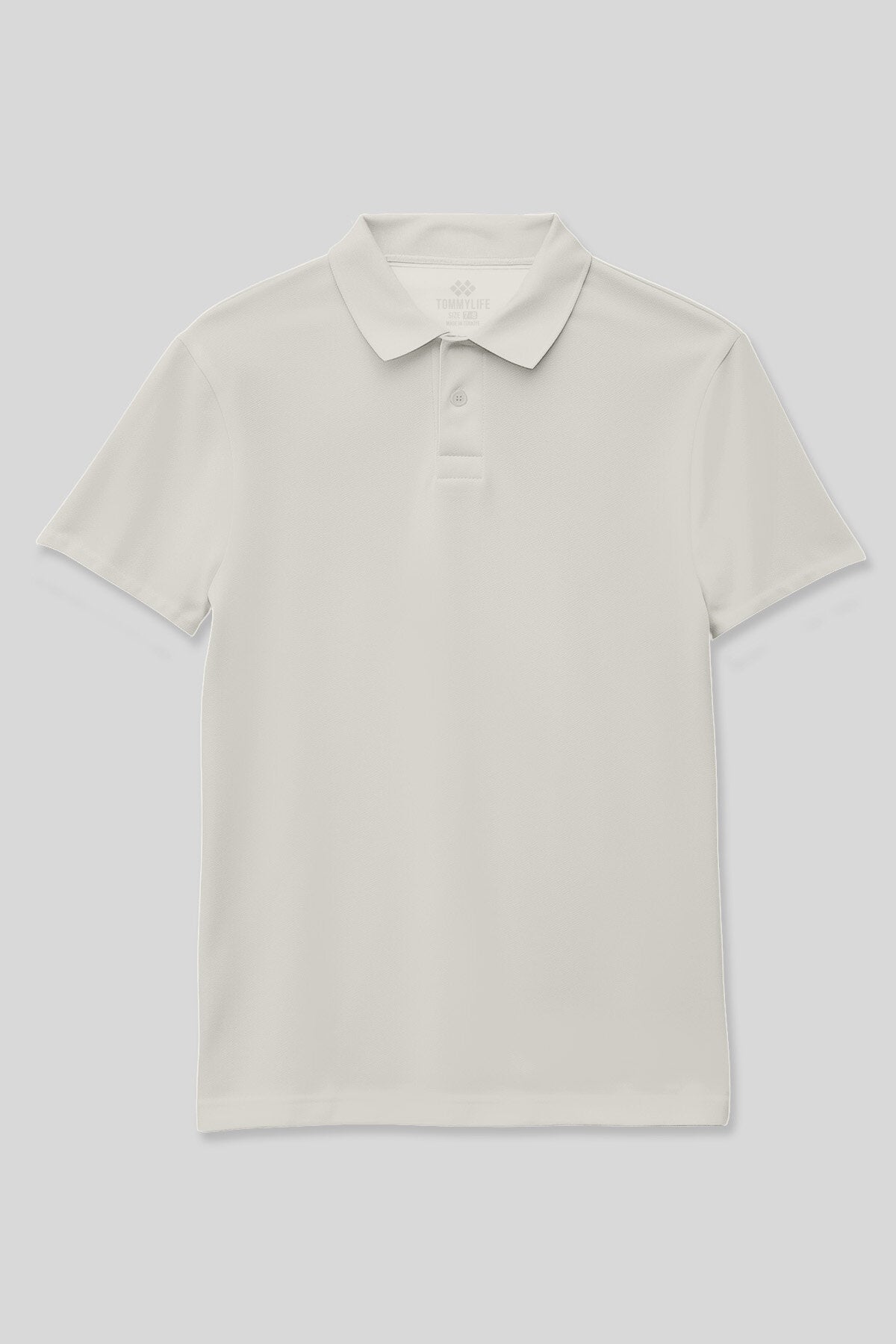Ekru Polo Yaka Standart Fit Basic Unisex Çocuk T-Shirt - 11330