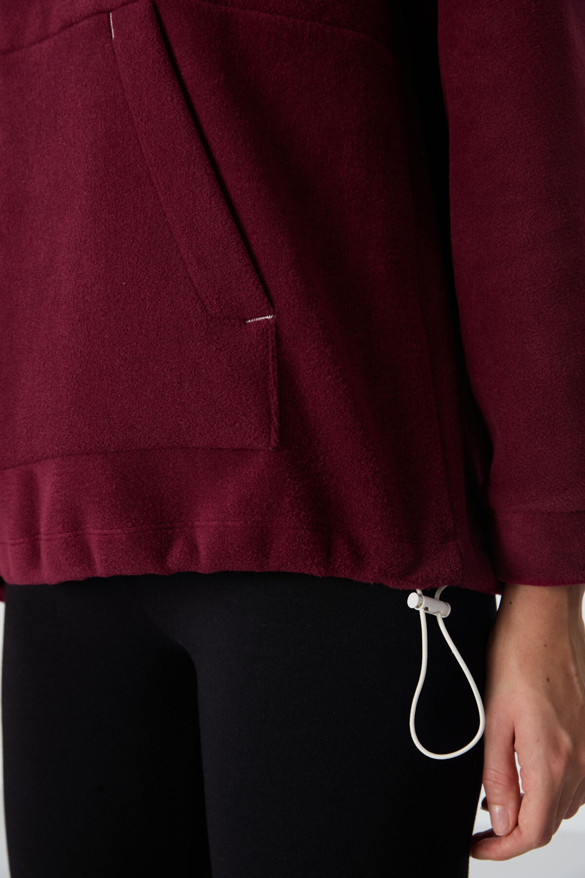Erguvan Kalın Yumuşak Dokulu Kapüşonlu Oversize Nakışlı Polar Kadın Sweatshirt - 97292