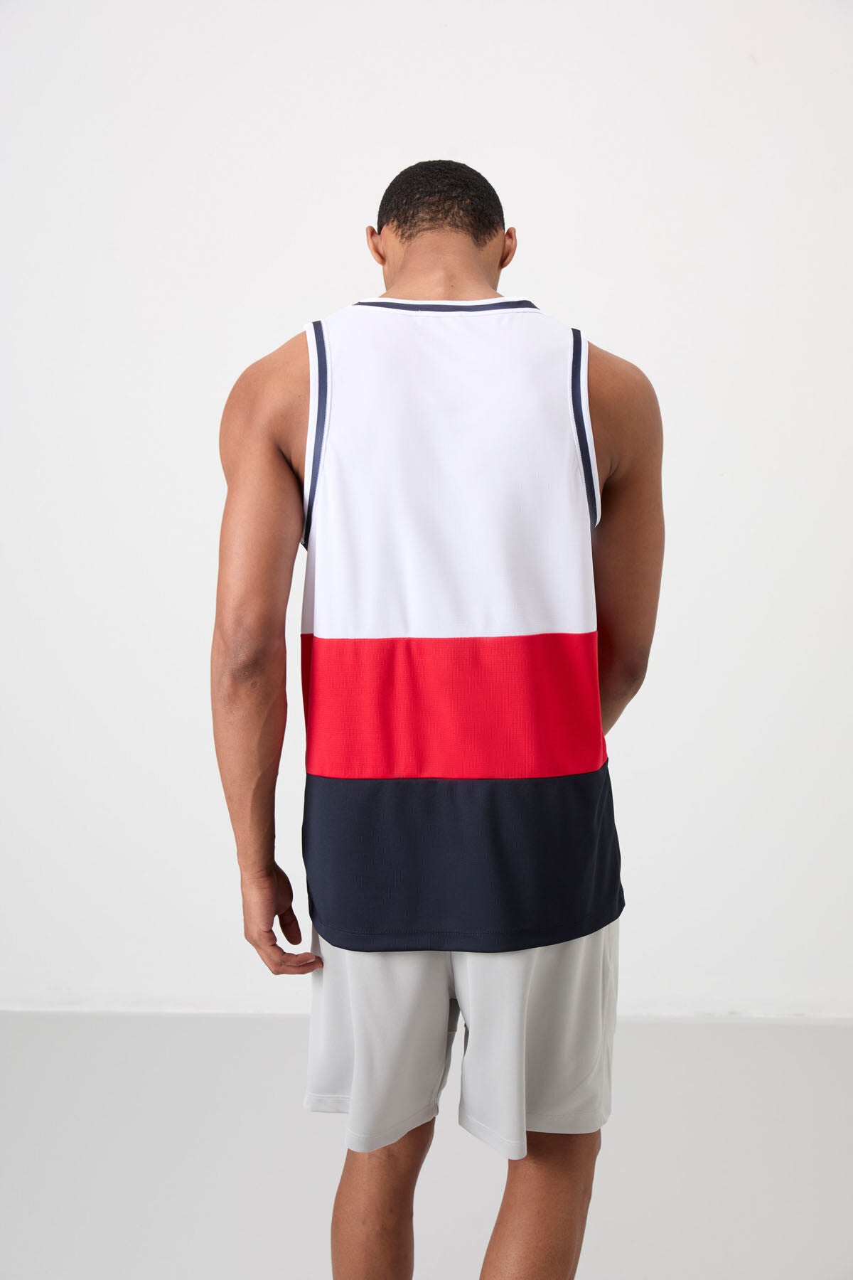 Lacivert Nefes Alan Dokulu İnce Esnek Standart Fit Erkek Basketbol Atlet - 88395