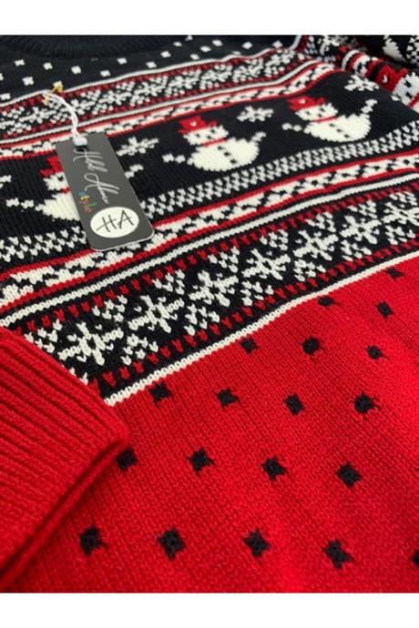 Erkek Çocuk Lacivert Yılbaşı Kardan Adam Model Kazak  2li Set LACİVERT 8 Yaş