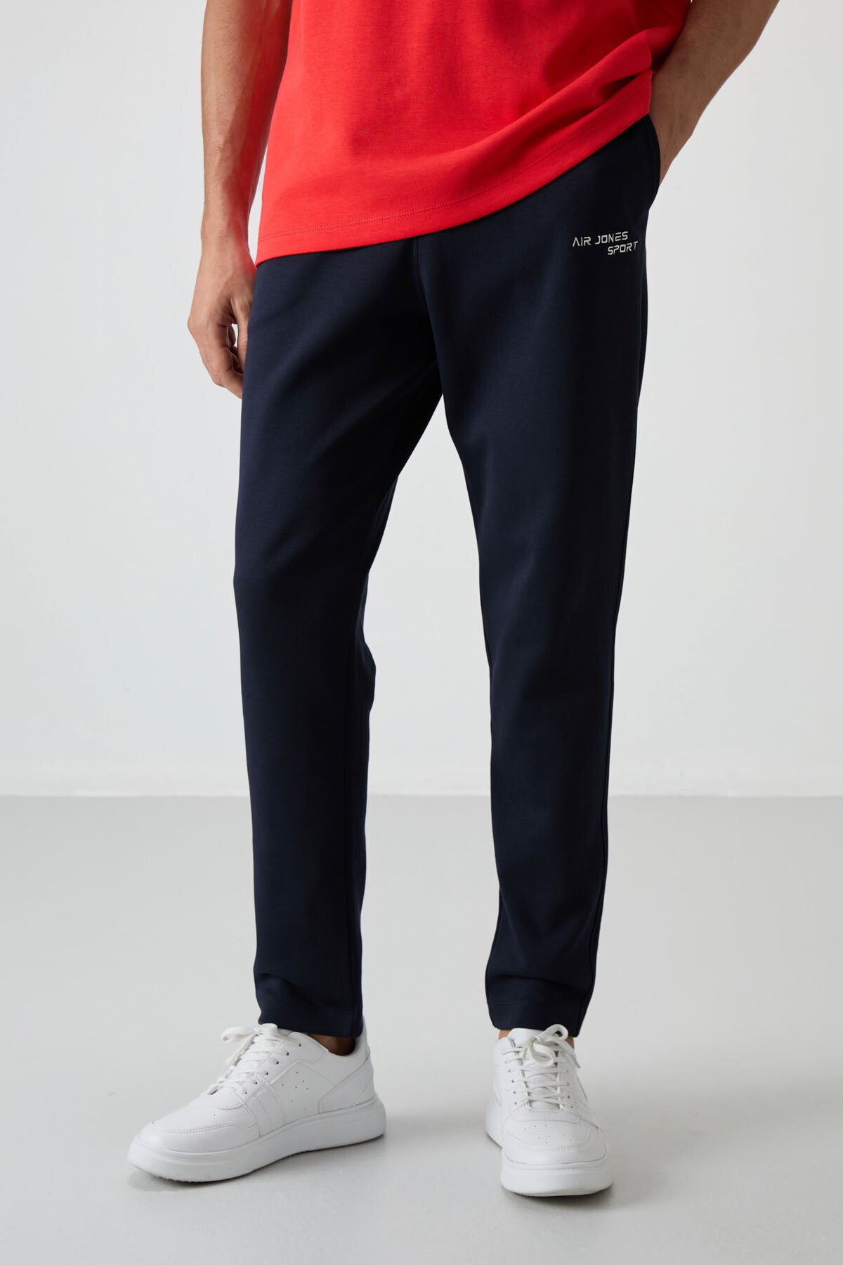 Fiesta - Lacivert Pamuklu Kalın Yumuşak Dokulu Oversize Fit Nakışlı Erkek Eşofman Takım - 85252