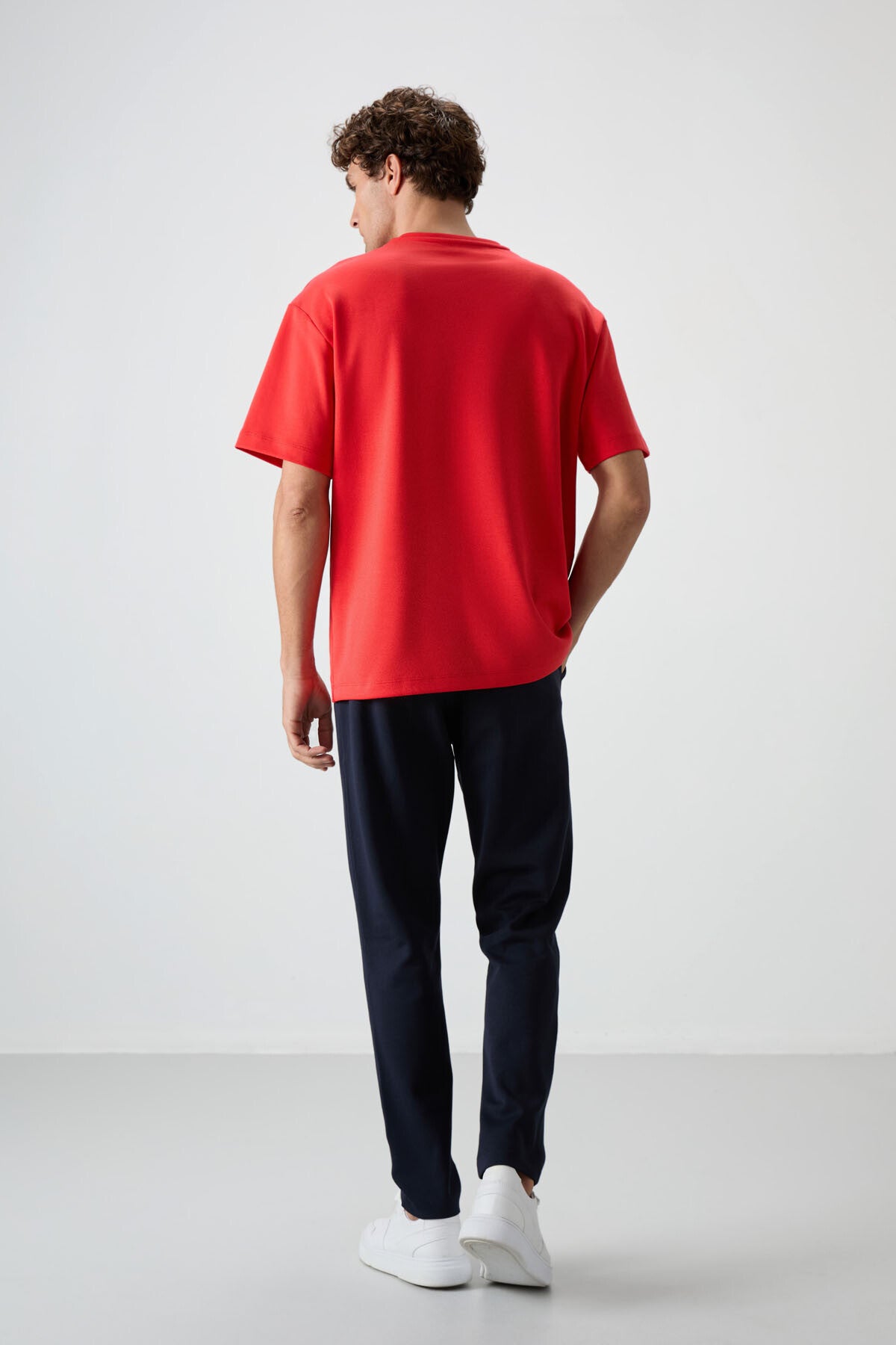 Fiesta - Lacivert Pamuklu Kalın Yumuşak Dokulu Oversize Fit Nakışlı Erkek Eşofman Takım - 85252