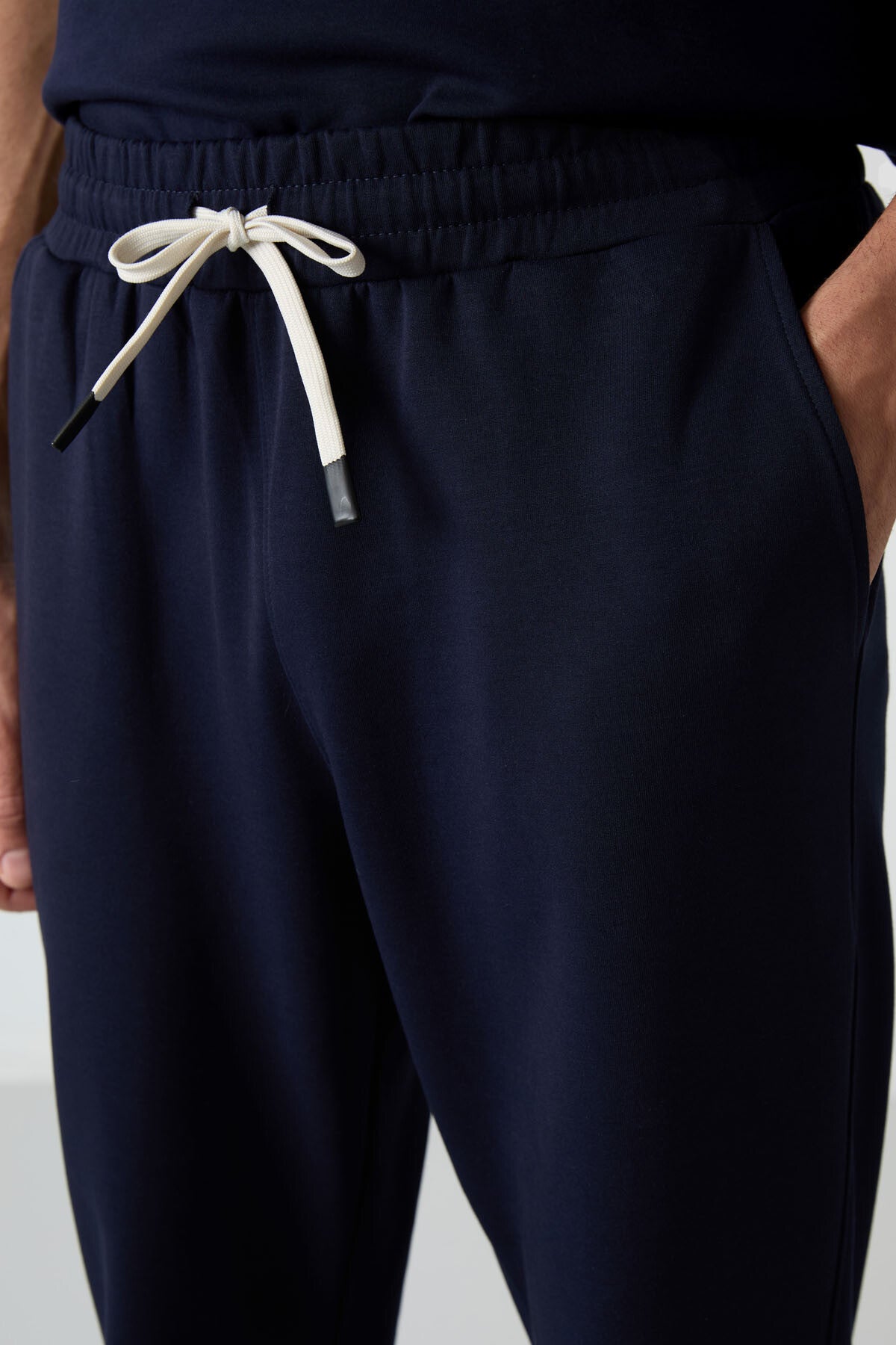 Lacivert Pamuklu Kalın Yumuşak Dokulu Oversize Fit Basic Erkek Eşofman Takım - 85251