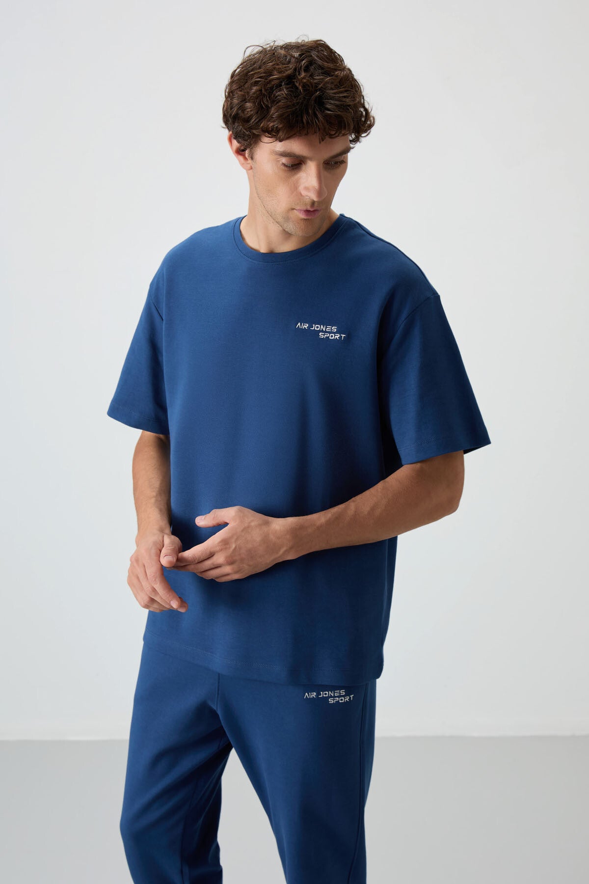 Parlament Pamuklu Kalın Yumuşak Dokulu Oversize Fit Nakışlı Erkek Eşofman Takım - 85252