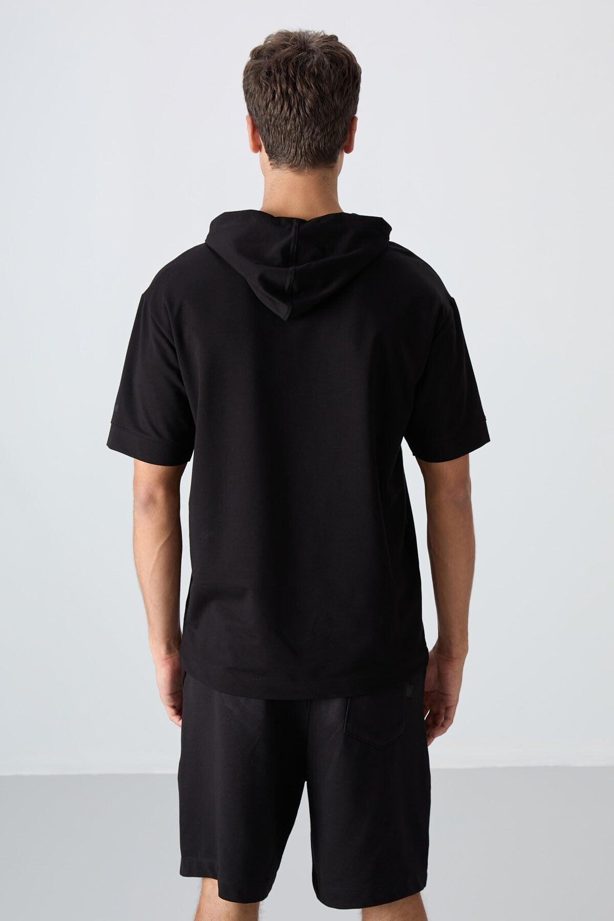 Siyah Pamuklu Kalın Yumuşak Dokulu Oversize Fit Basic Erkek T-Shirt - 88352
